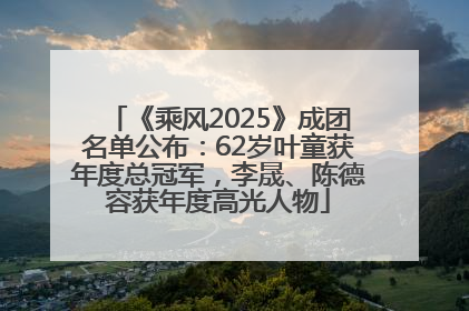 《乘风2025》成团名单公布：62岁叶童获年度总冠军，李晟、陈德容获年度高光人物