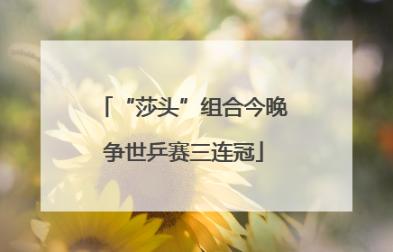 “莎头”组合今晚争世乒赛三连冠