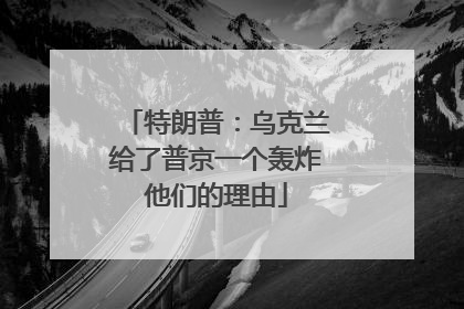 特朗普：乌克兰给了普京一个轰炸他们的理由
