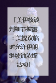 美伊核谈判细节披露：美提议临时允许伊朗继续铀浓缩活动