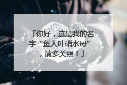 你好，这是我的名字“鱼人叶硝水母”，请多关照！