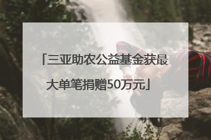 三亚助农公益基金获最大单笔捐赠50万元