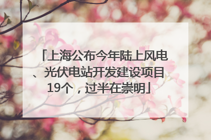上海公布今年陆上风电、光伏电站开发建设项目19个，过半在崇明