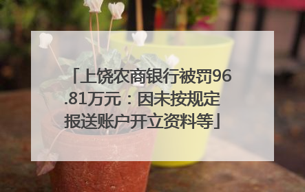 上饶农商银行被罚96.81万元：因未按规定报送账户开立资料等