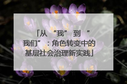 从 “我” 到 “我们”：角色转变中的基层社会治理新实践