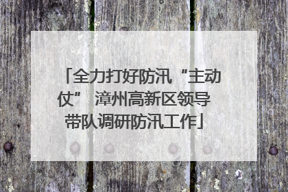 全力打好防汛“主动仗” 漳州高新区领导带队调研防汛工作