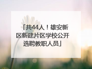 共44人！雄安新区新建片区学校公开选聘教职人员