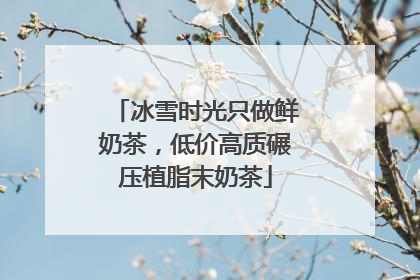 冰雪时光只做鲜奶茶，低价高质碾压植脂末奶茶