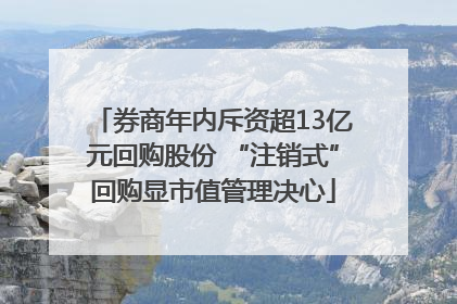 券商年内斥资超13亿元回购股份 “注销式”回购显市值管理决心
