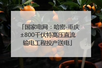 国家电网：哈密-重庆±800千伏特高压直流输电工程投产送电