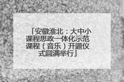 安徽淮北：大中小课程思政一体化示范课程（音乐）开题仪式圆满举行