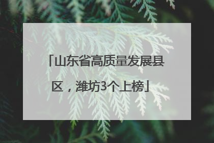 山东省高质量发展县区，潍坊3个上榜