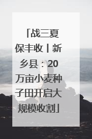 战三夏 保丰收丨新乡县：20万亩小麦种子田开启大规模收割
