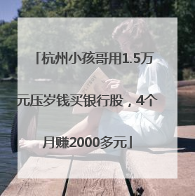 杭州小孩哥用1.5万元压岁钱买银行股，4个月赚2000多元