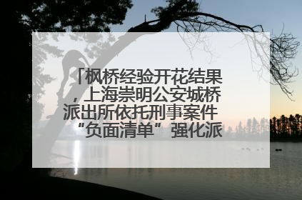 枫桥经验开花结果，上海崇明公安城桥派出所依托刑事案件“负面清单”强化派出所“主防”