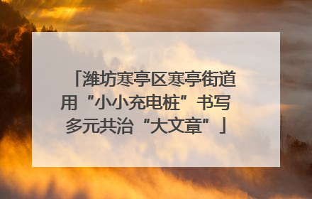潍坊寒亭区寒亭街道用“小小充电桩”书写多元共治“大文章”