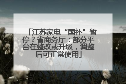 江苏家电“国补”暂停?省商务厅:部分平台在整改或升级,调整后可正常使用