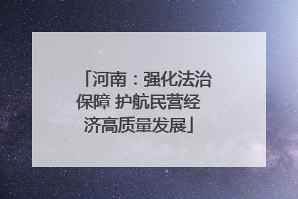河南：强化法治保障 护航民营经济高质量发展