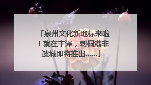 泉州文化新地标来啦！就在丰泽，刺桐港非遗城即将推出……