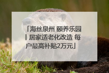 海丝泉州 颐养乐园丨居家适老化改造 每户最高补贴2万元