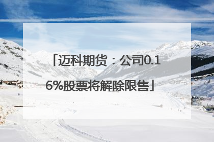 迈科期货：公司0.16%股票将解除限售
