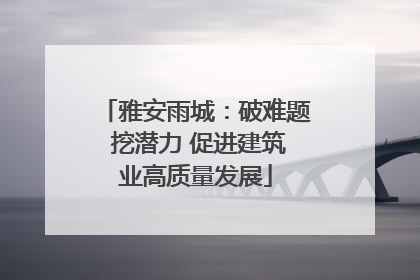 雅安雨城：破难题 挖潜力 促进建筑业高质量发展