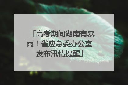 高考期间湖南有暴雨！省应急委办公室发布汛情提醒