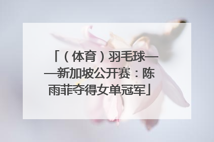 （体育）羽毛球——新加坡公开赛：陈雨菲夺得女单冠军