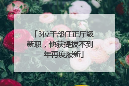 3位干部任正厅级新职，他获提拔不到一年再度履新
